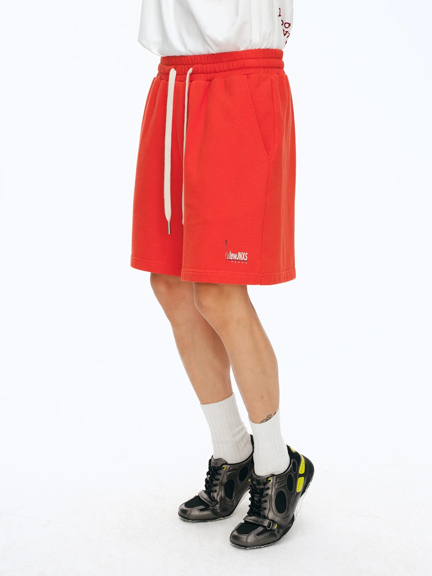 NewJNXS Heavyweight Washed Brushed Sports Shorts Summer Color Collision Rope Versatile Breathable Five-Quarter Length Cotton ...