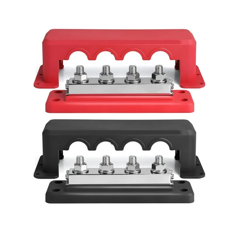 Bus Bar Terminal Block Car M10 5 Way Busbar Terminal Block Power Distribution Block For RV Car Boat Yacht Truck  600A 12V-48V DC