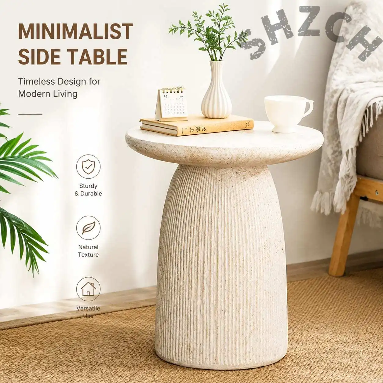 Modern Rounded Coffee Table for Living Room, Bedroom, or Cafe – Minimalist Side Table with Smooth Edges