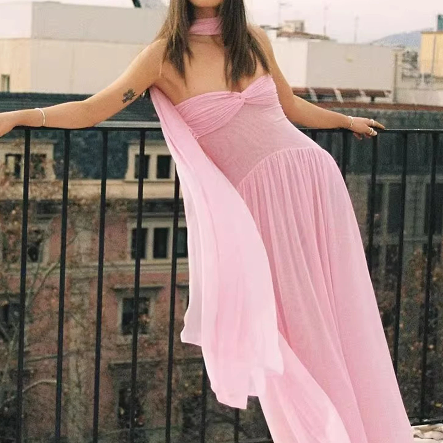 Faionable Me Sling Strap Dr con Sa Autunno 2025 delle nuove donne Personali semplici Dr Pure Color Svel Abbigliamento quotidiano