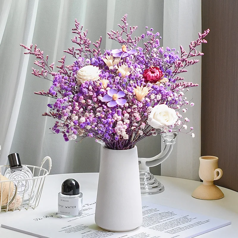 Natural Dried Flowers Babys Breath Bouquet Natural Gypsophila Decor for Wedding Boho Flowers Home Living Room Table Rustic Decor