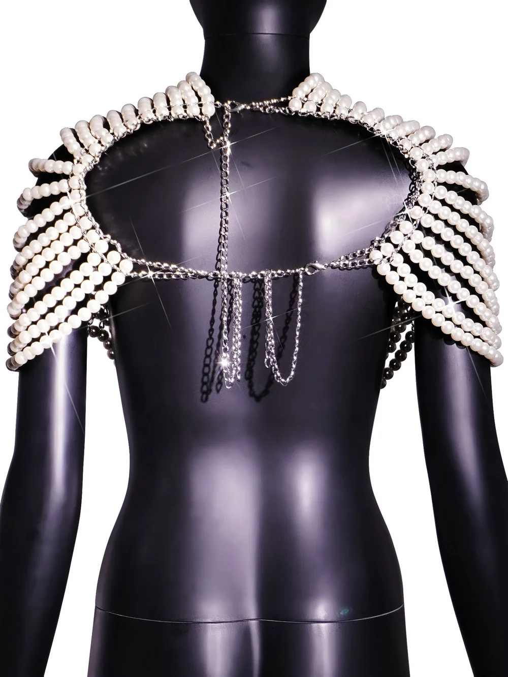 Women Pearl body chainmail Backless Top by Handmade