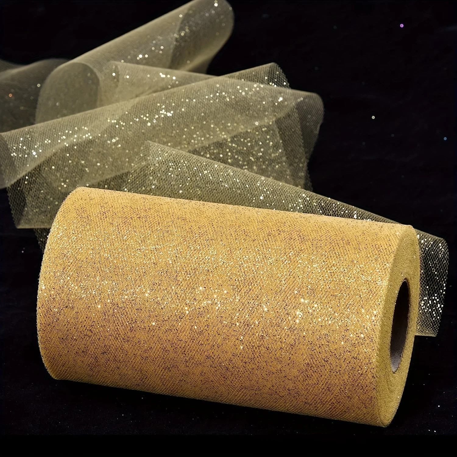 Long 25Yards Glitter Tulle Roll Sparkling Tulle Ribbon Fabric Tulle Spool For DIY Skirt Sewing Bow Wedding Decorations Christmas