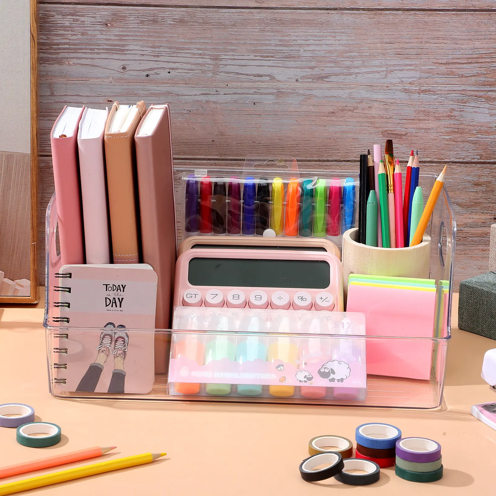 

Standard Size Clear Book Bin Sturdy Drop Resistant Plastic for Art Supplies and Documents Storage Bin for Book Shelf