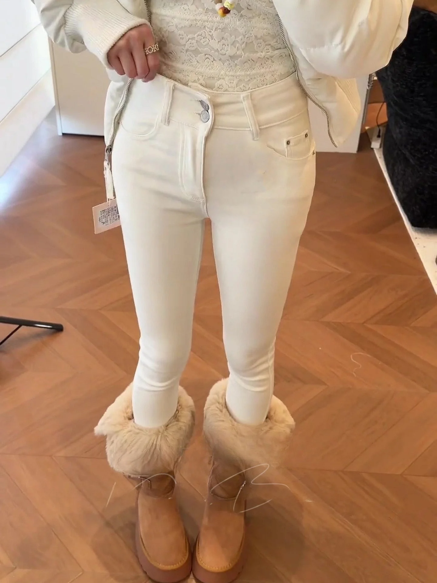 

Slim Fit High Waist Cotton Stretch Denim Pants Women's Autumn Winter New Sle Elastic Korean Sle Bootcut Jeans