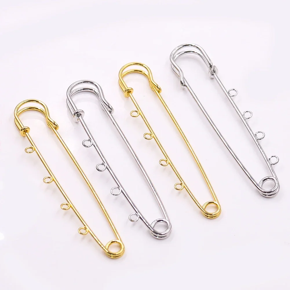 

10PCS Safety Pins Brooch Straight Pins Big Pin with 4 Holes DIY Brooch Jewelry Findings Accessories Apparel Sewing Supplies