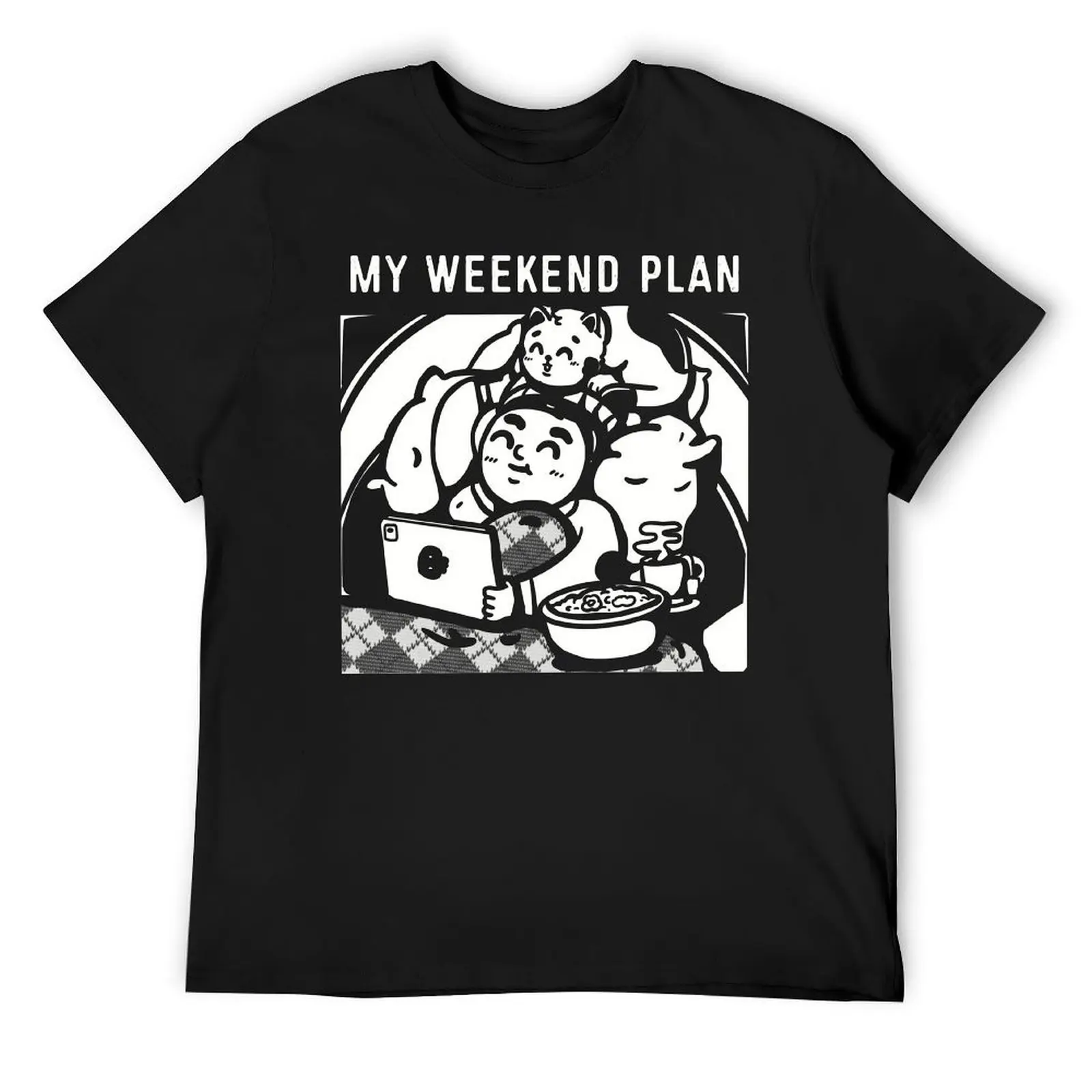 Pet Day My Weekend Plan Cat Lover Gift Men's Tees Graphic T-shirt Round Neck  Sport  Humor Graphic Leisure USA Size