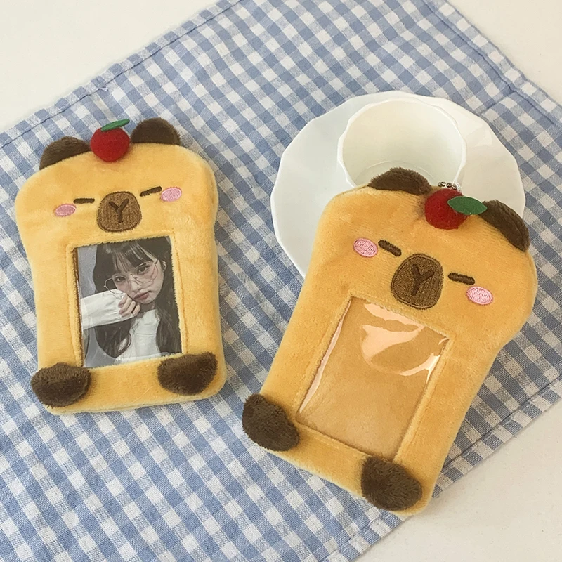 Cute Capybara Plush Card Display Set Ins Meal Card Kpop Photo Card Holder Id Card Protective Small Card Sleeves Photocard Holder