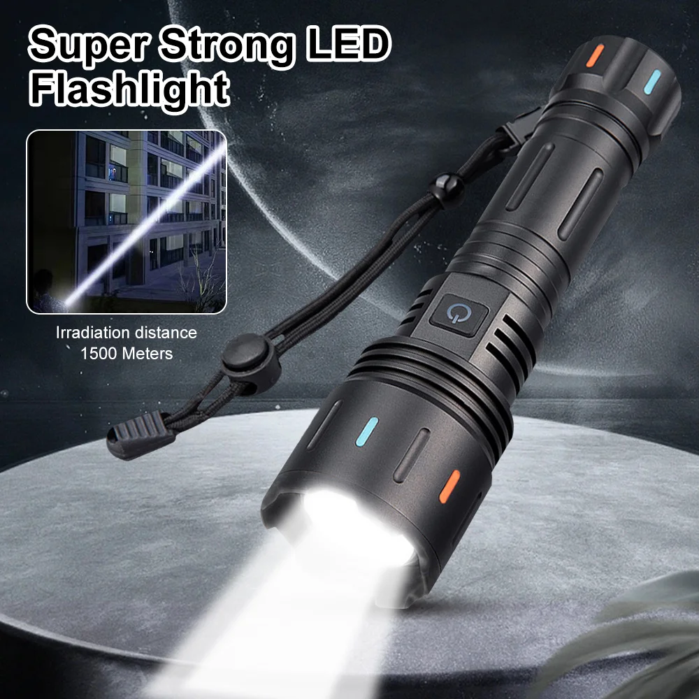 Newest White Laser Super Powerful Flashlight 6000LM Rechargeable Torch Light XHP90.2 High Power LED Flashlight Tactical Lantern