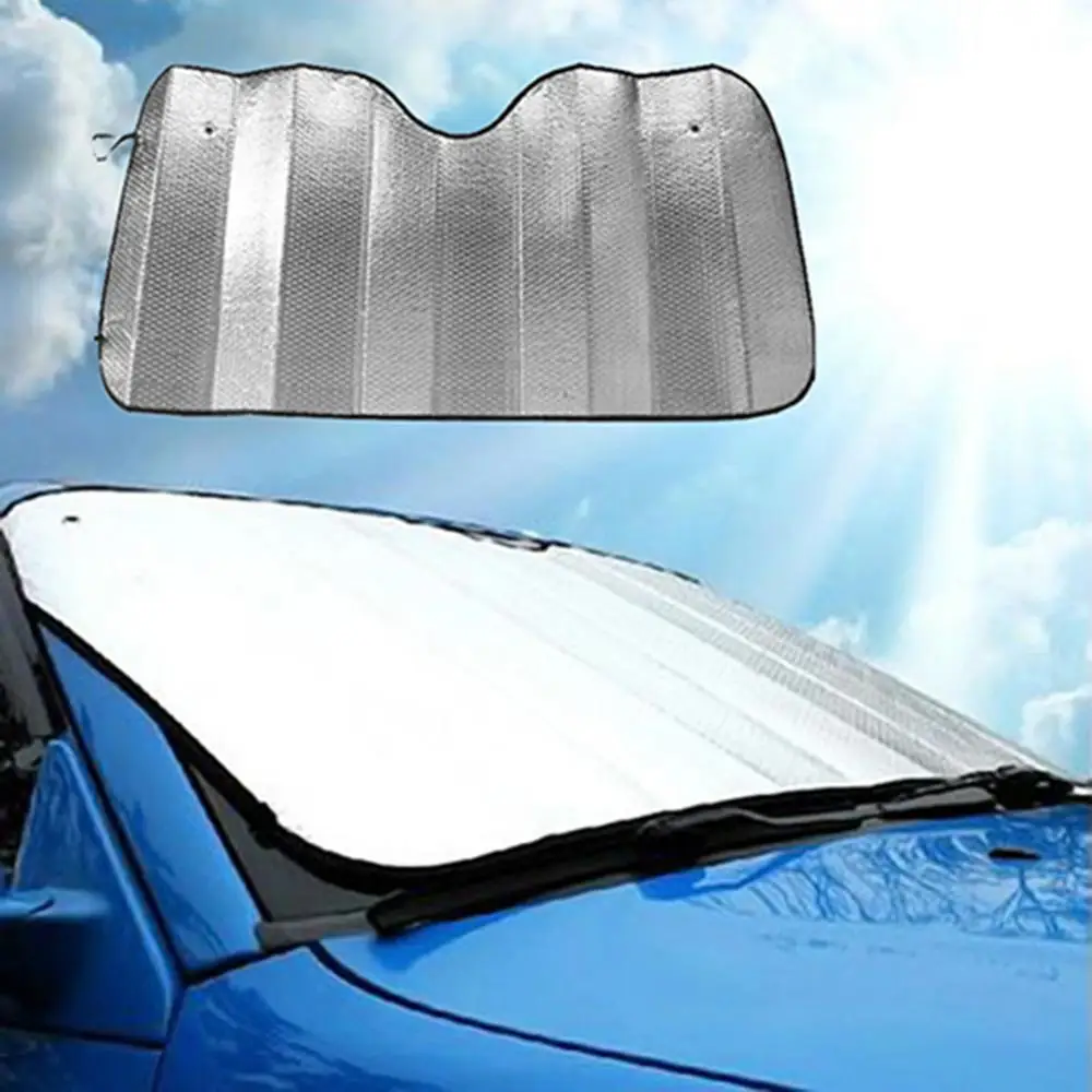 Exterior Silver White Foldable Car Windshield Visor Cover Front Rear Block Window Sun Shade