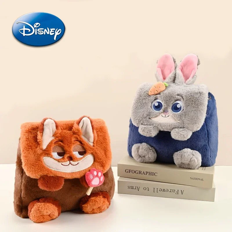 

Disney New Cute Cartoon Judy Nick Large Capacity Backpack Crossbody Rabbit Bag Plush Flip Student Backpack Autumn Winter Gift