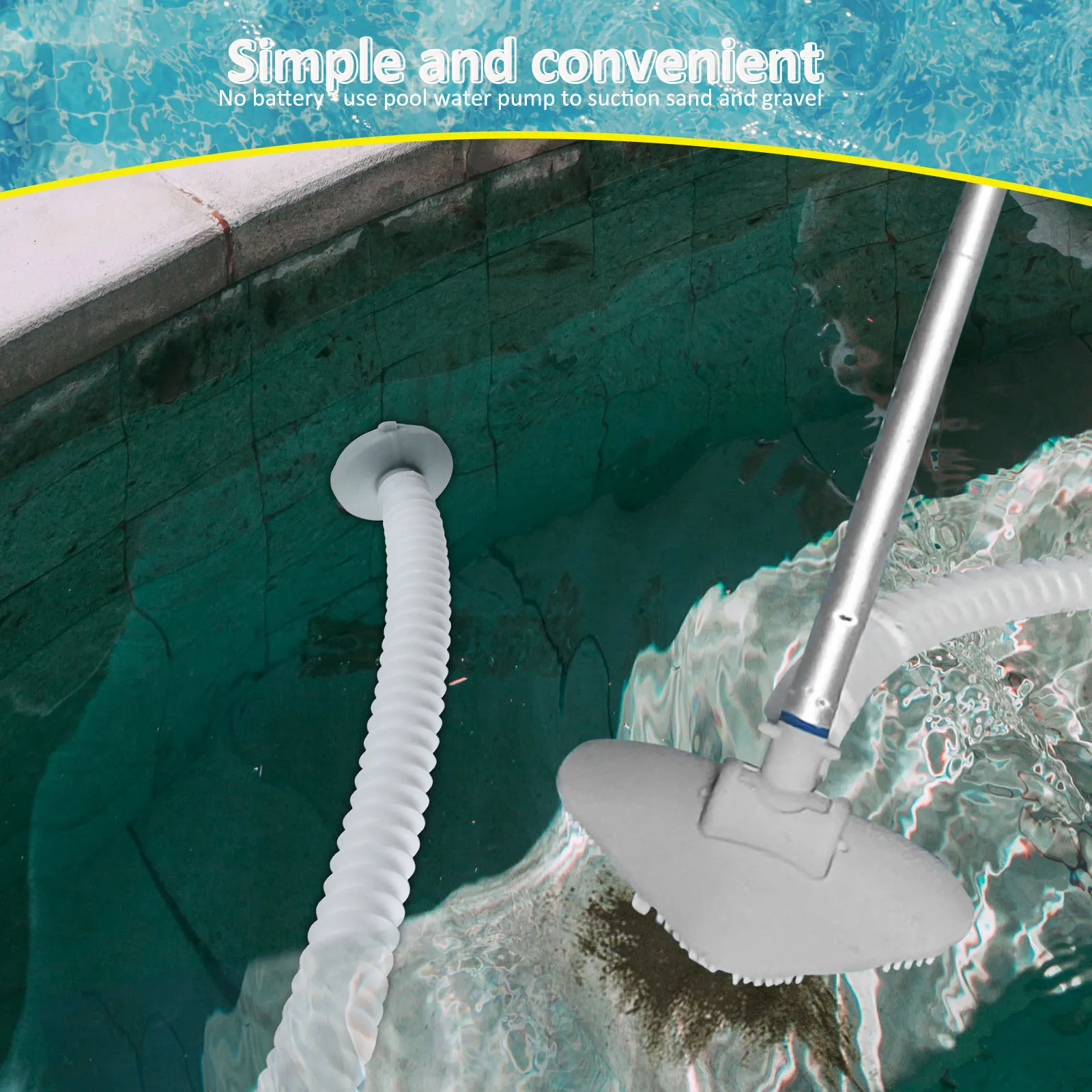 Pool Vacuum Cleaner for Inflatable Pools with 0.7mm Wall Thickness Push Pole Sections Adjustable Between 1.05 and 2.8 Meters