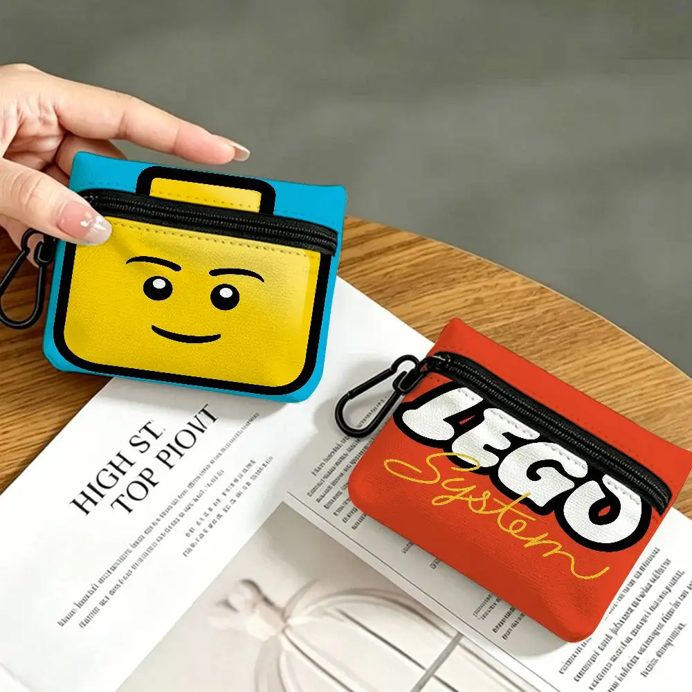 Classic Building L-Lego Oxford Fabric Zipper Pouch Lightweight Hanging Coin Wallet For Coins ID Cards Keys Lipstick Earbuds