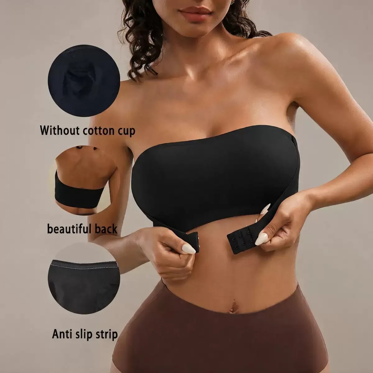 Traceless Wire-Free Front Button Women's Wrap Push-Up Bra Strapless Sexy Off-Shoulder Wedding Dress Underwear