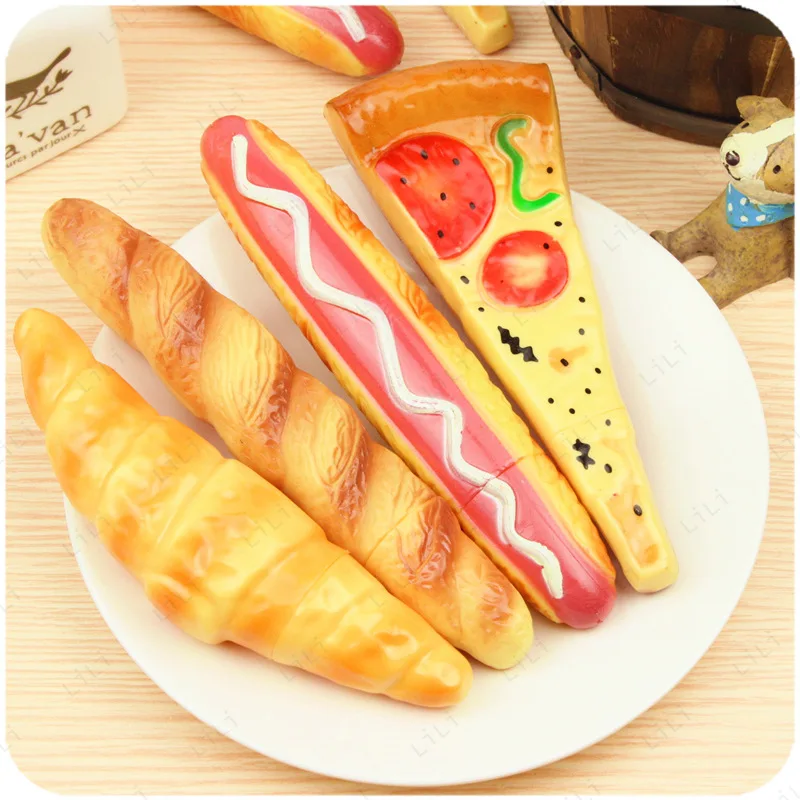 

Creative Pizza Hot Dog Bread Shaped Ballpoint Pens Personalized Cartoon Stationery Pens Holiday Gifts Student Stationery