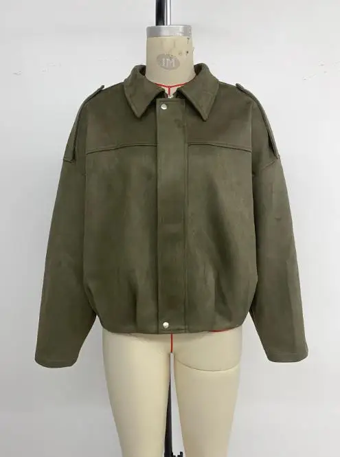 Women's Jacket 2025 Autumn and Winter New Loose Casual Jacket Top Collar Long Sleeve Coat Street Fashion Retro Casual Jacket