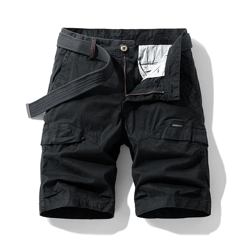 2026 Summer Men's Cargo Shorts Loose Fit Vintage Functional Style Multiple Pockets Outdoor Streetwear Beach Shorts