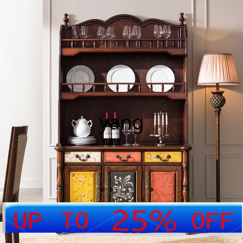 LH solid wood painted dining cabinet living room home retro wall integrated dining side wine cabinet