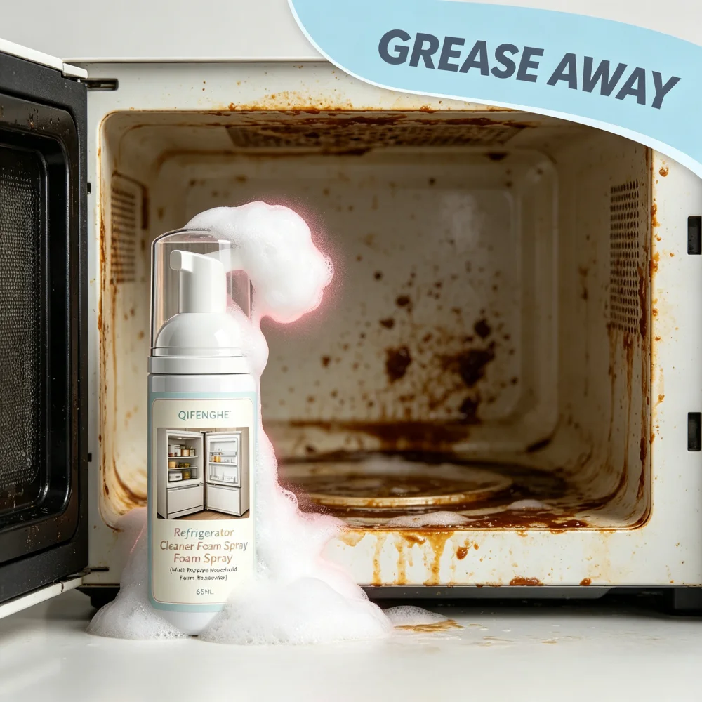 QIFENGHE 65ml Refrigerator Cleaner Foam Spray, Odor Remover & Stain Cleaner for Fridge, Freezer, Remove Grime & Bad Smell, Safe