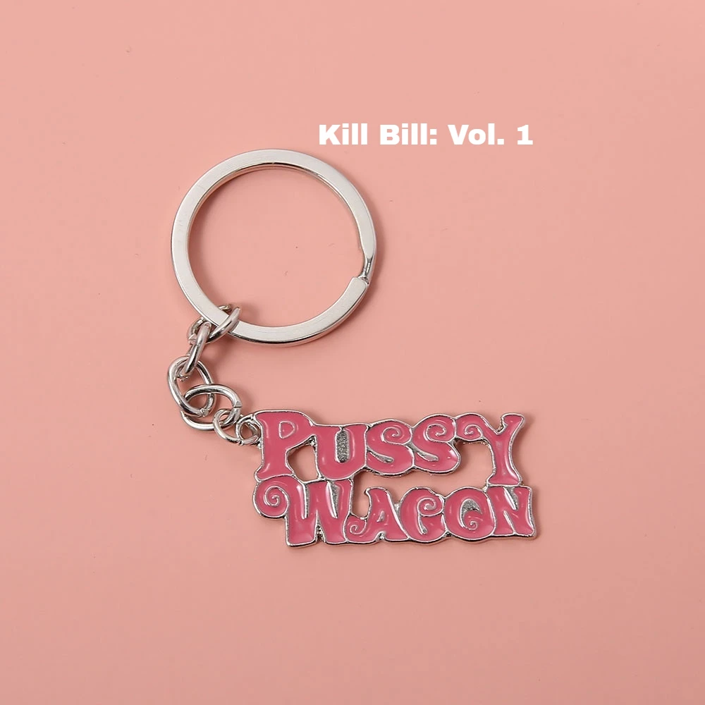 Alloy Fashion Movie Sexy Kill Bill Series Pussy Wagon Key Ring Letter Pendant Accessories Ladies Men Gift Keychain Accessories