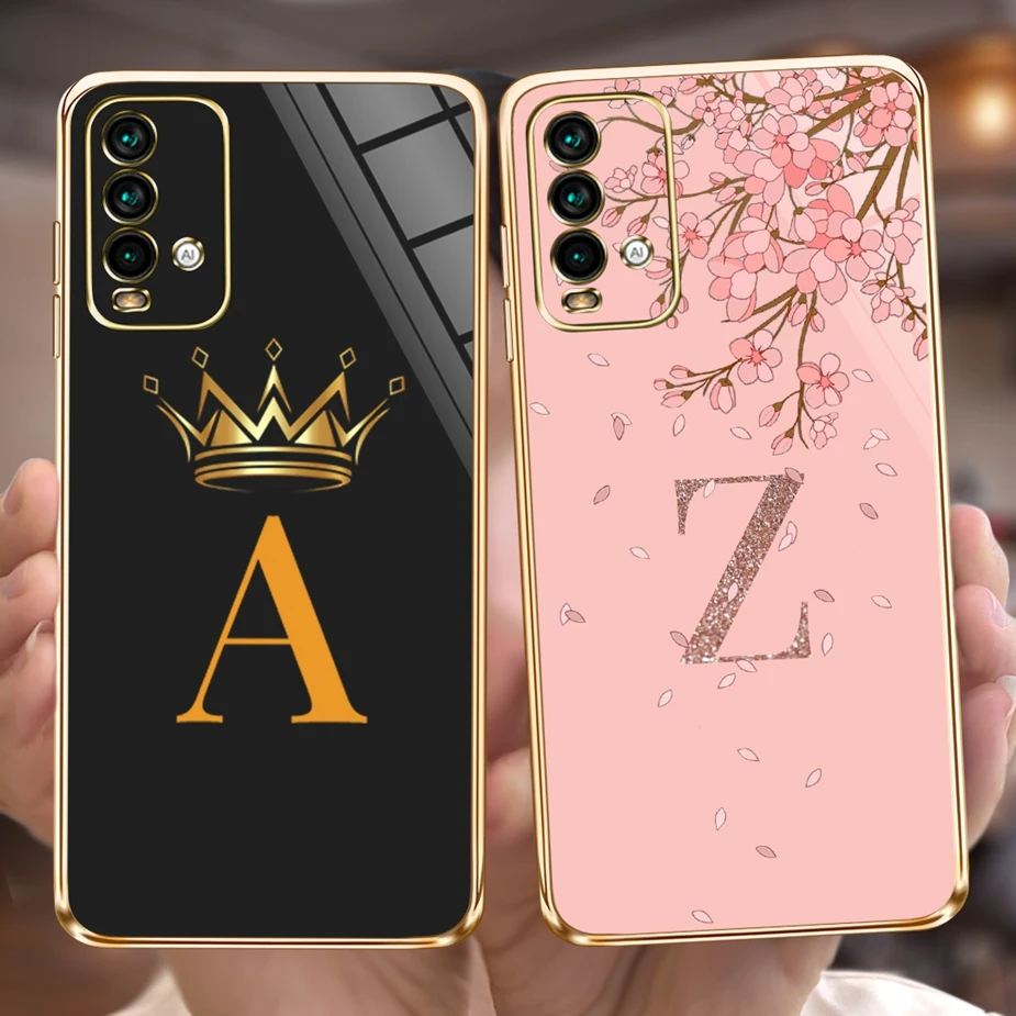 For Xiaomi Redmi 9T Case Cute 26 Letters Cover Soft Slim Plating Phone Case For Xiaomi Redmi 9T Redmi9T Back Cover Fundas Bumper