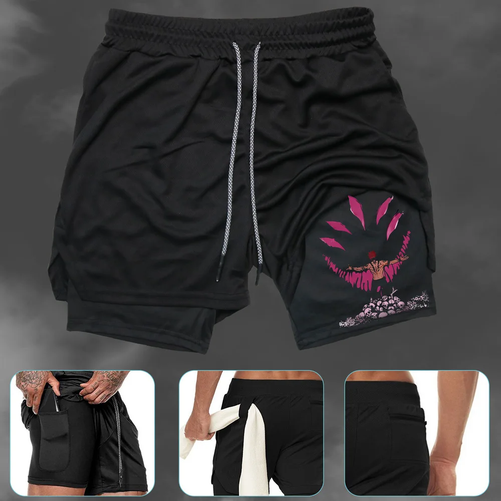 Jujutsu Kaisen Anime Gym Shorts Men Fitness Sukuna Print Performance Shorts Gothic Harajuku Quick-dry Sports Short Pants Summer