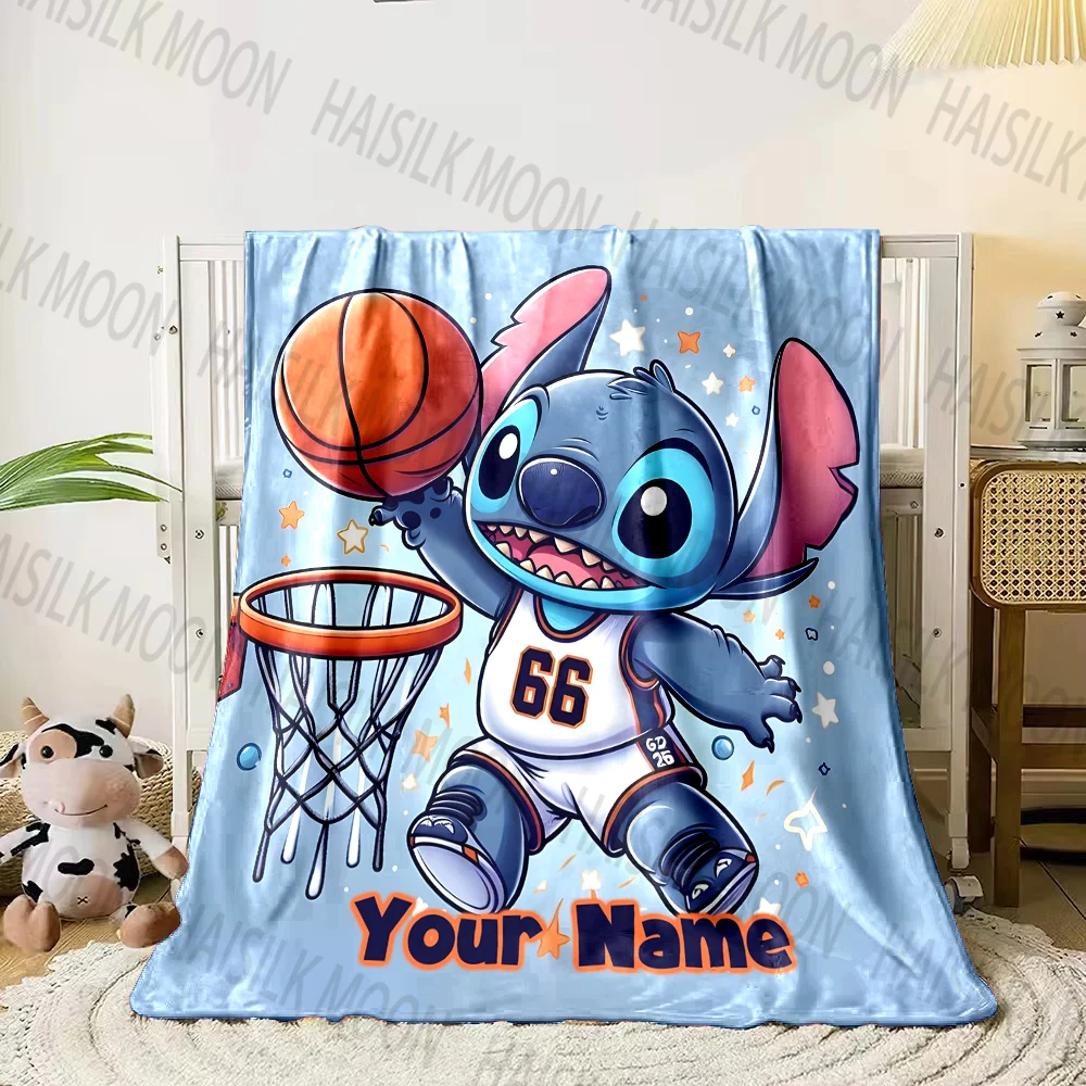 6 Sizes Custom Name Blanket Disney Stitch Printed, All-Season Multi-Use for Nap, Camping, Travel, Car ,sofa Bed Machine Washable