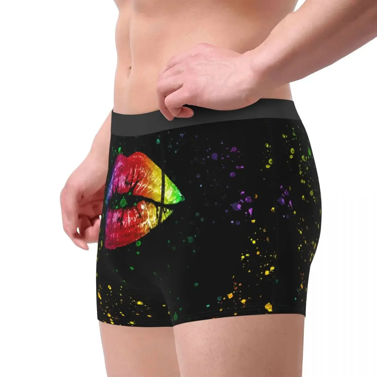 Men Female Lips Rainbow Underwear LGBT Bisexual Lesbian Queer Asexual Boxer Briefs Shorts Panties Homme Soft Underpants S-XXL