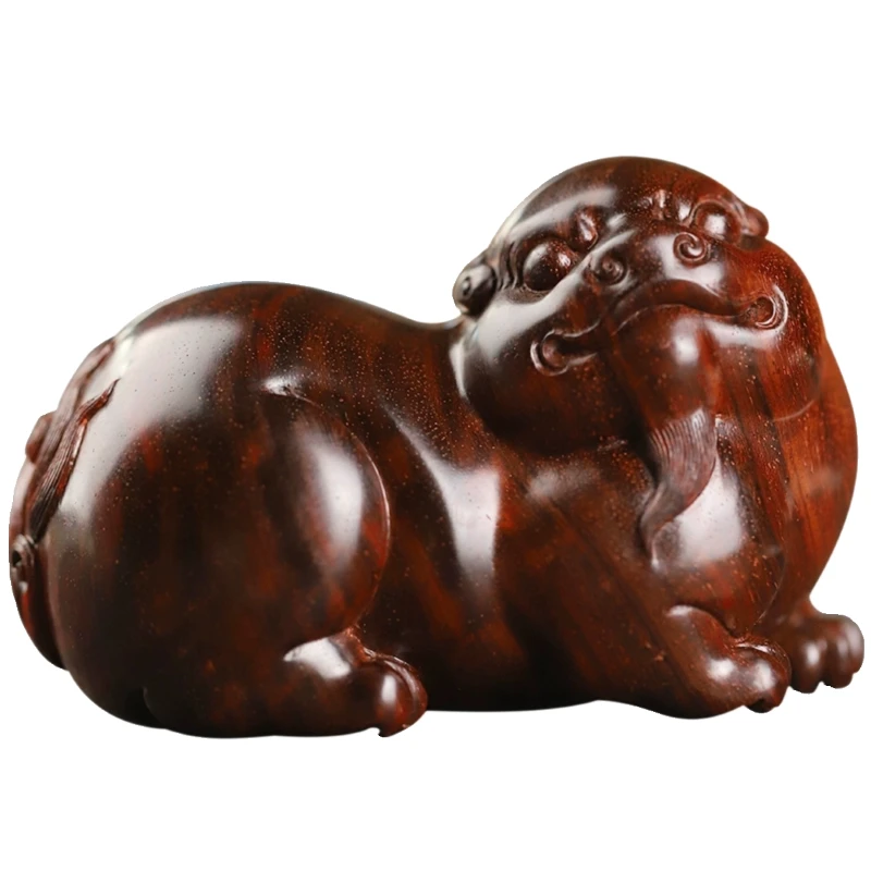 

Antique Pixiu Shenrui Beast Small Case Waving Handlebar Plaything Indian lobular red sandalwood sandalwood