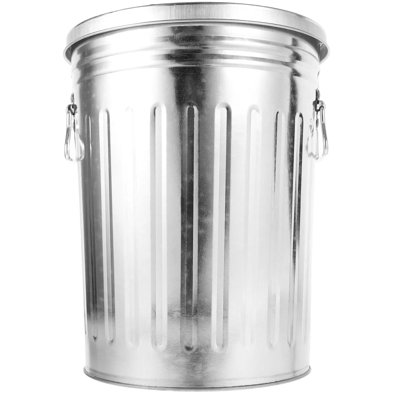 

Corrosion Resistant Metal Outdoor Trash Can Strong Bottom Design Stable Heavy Duty Garbage Container for Home Yard Kitchen