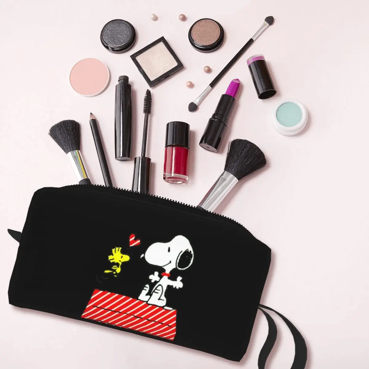 Custom Travel Cartoon Snoopy Red Stripe Disney borsa da toilette Cute Cosmetic Makeup Organizer per Beauty Storage Dopp Kit Case