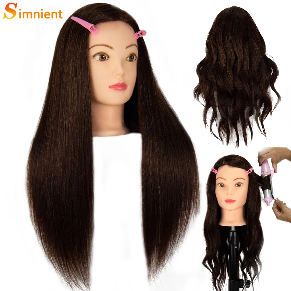 85%Real Human Hair Female Mannequin Head For Hair Training Styling Professional Hairdressing Cosmetology Doll Head For Hairstyle