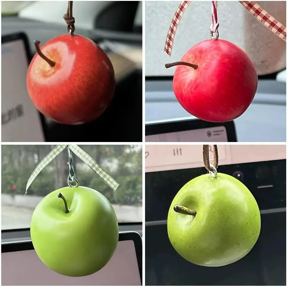 Car Interior Pendant Red Apple Rear View Mirror Car Charm Ornament Hanging Ornaments Pendants for Christmas Tree Decorations Car