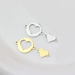 5 Sets Stainless Steel Mirror Polish Jewelry Heart Friends Charms  Bracelet Connector DIY Handcraft Vacuum Plate Waterproof