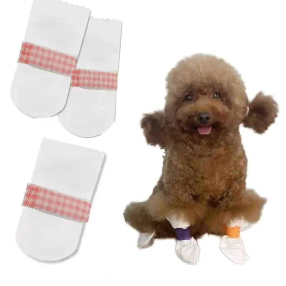 

8pcs Lightweight Non-woven Fabric Pet Shoes White Protective Dog Boots Pet Disposable Shoe Covers For Outdoor Activities of Pets