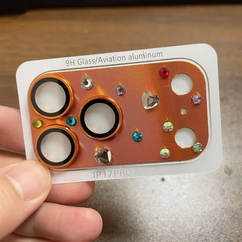 الإبداعية اليدوية حجر الراين DIY عدسة الكاميرا فليم غطاء آيفون 17 برو ماكس سبيكة حلقة HD تعريف غطاء حماية عدسة زجاجية