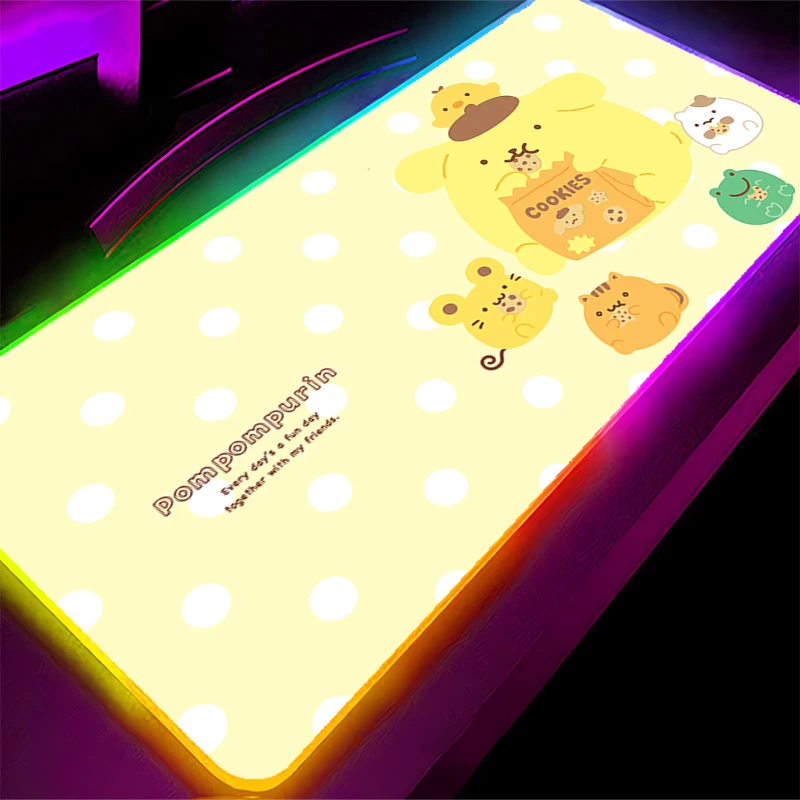 Mouse pad led pochacco e-sports jogadores jogos backlight acessórios rgb mousepad gamer pc completo teclado de computador tapete de mesa