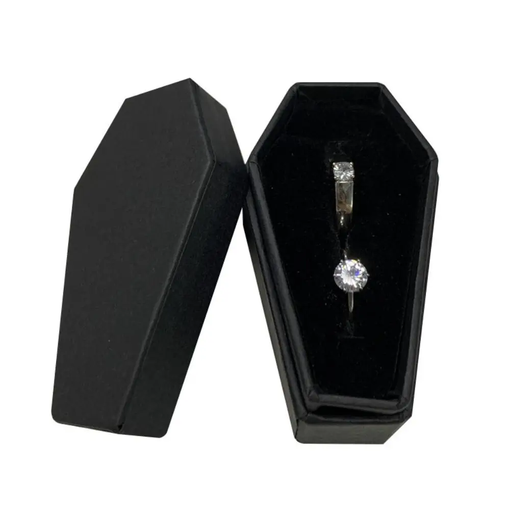 

Portable Soft Lined Coffin Ring Box Compact Spooky Gothic Organizer Distinctive Jewelry Holder Home Decor