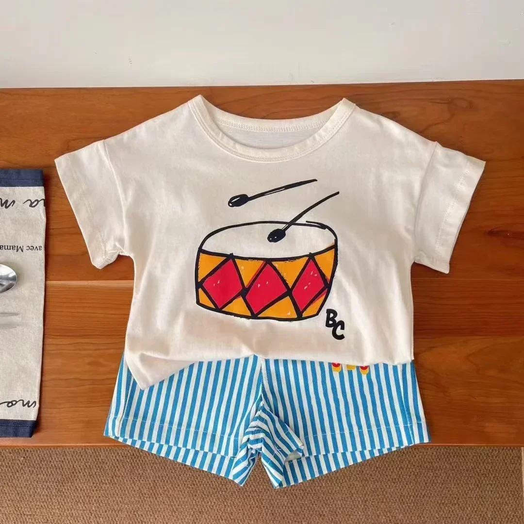 Summer Children's Casual T-Shirt Cartoon Print Short Sleeve Fun Inner Wear Korea Style Leisure INS New Product for Kids 2026