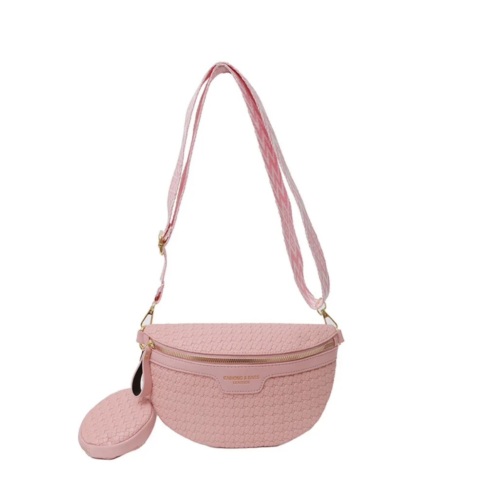 

Стильная поясная сумка из искусственной кожи с широким ремешком, однотонная женская сумка-банан с портмоне, текстурированная женская сумка через плечо