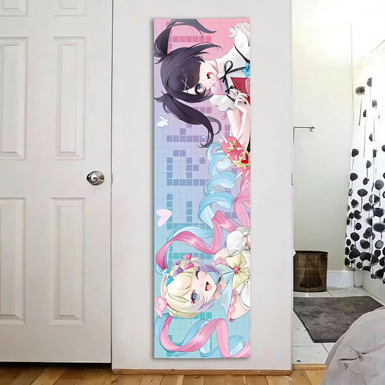 Needy Girl Overdose Ame-chan & KAngel Vertical Tapestry, Pastel Pixel Wall Hanging, for Bedroom Dorm Otaku Decor