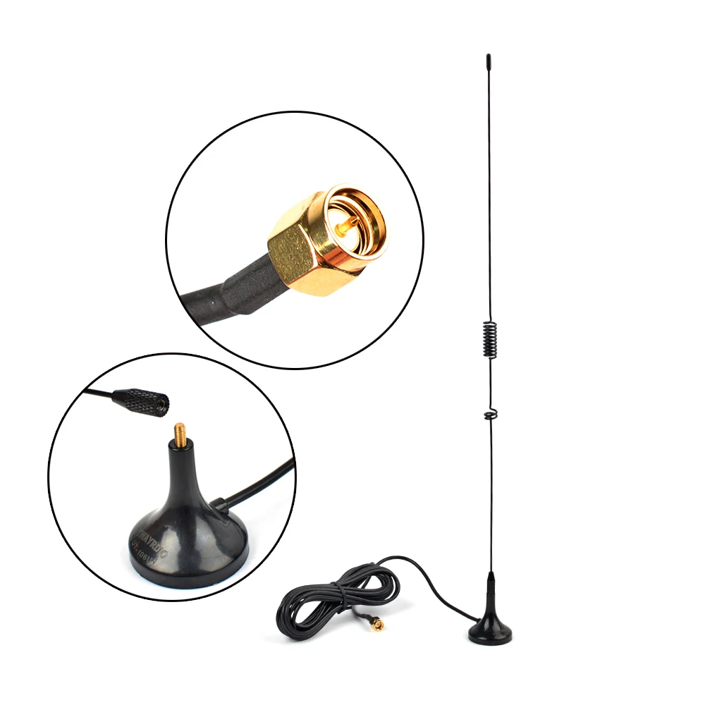 Antena de radioaficionado de doble banda, antena macho SMA de base magnética VHF UHF 136-174MHz 400-470MHz para walkie-talkies Icom Yaesu Vertex