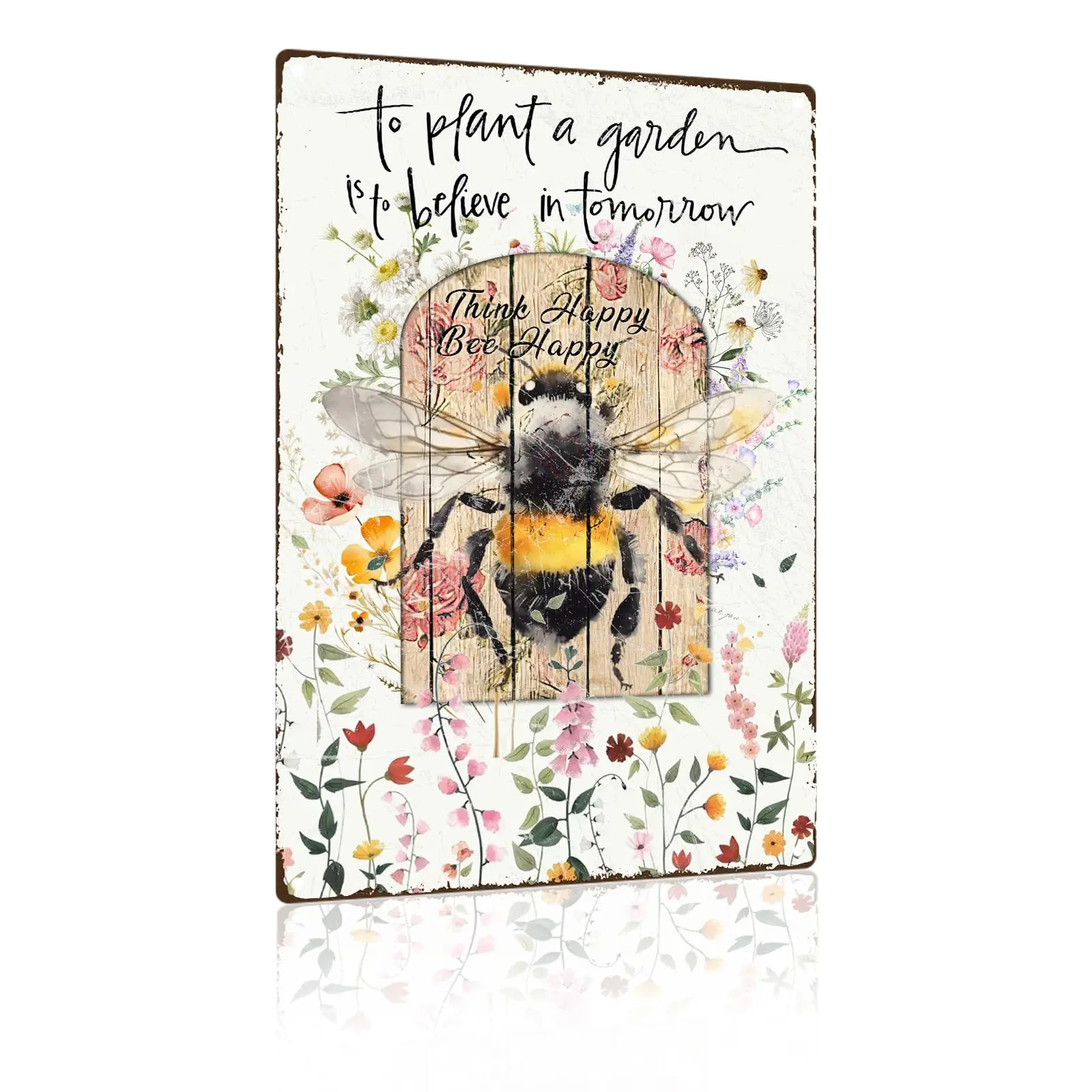 Retro Art Tin Sign Plant a Garden is to Believe in Tomorrow Bee Tin Sign Garden Tin Sign for Bars Restaurants Bars Hotels Zoos C