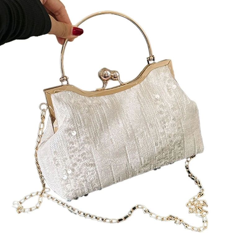 E74B Bolso noche elegante bolso mano con lentejuelas brillantes bolso cruzado para banquete