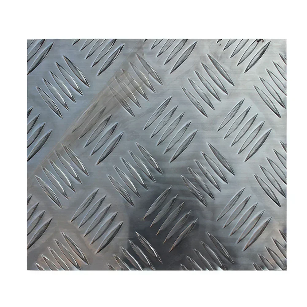 1mm 1.5mm 2mm 3mm Embossed Aluminum Diamond Plates Tread Decorative Stucco Deck Floor Checkered Alloy 5Bars Ribs Non-Slip Boat