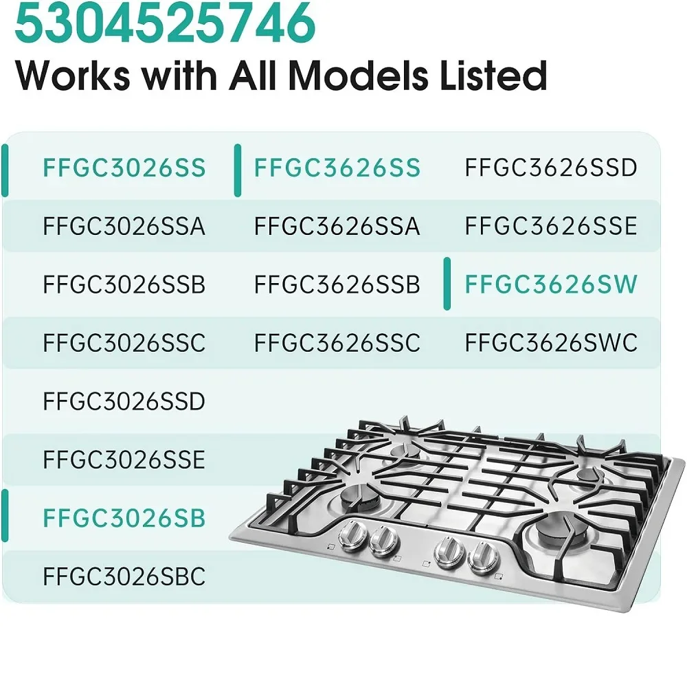 4 упаковки 5304525746   Ручки газовой плиты для Fridgidaire FFGC3026SS FFGC3626SS и т. д., ручка управления диапазоном горелки 5304504839 4960519