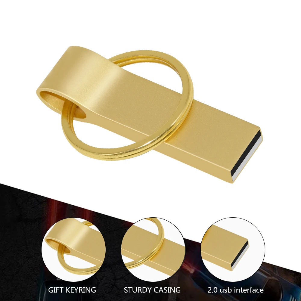 50PCS/lot metal pendrive Usb flash drive 16gb 32gb 64gb 128gb usb 2.0 waterproof  4gb 8gb pen drive 2.0 Gift  key