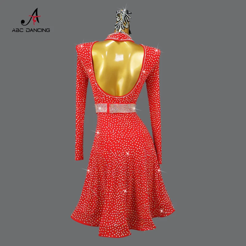 New Senior Red Women Latin Dance Competition Clothing Sexy Blackpool Short Skirt Ball Practice Wear Dress Sport Party Customized