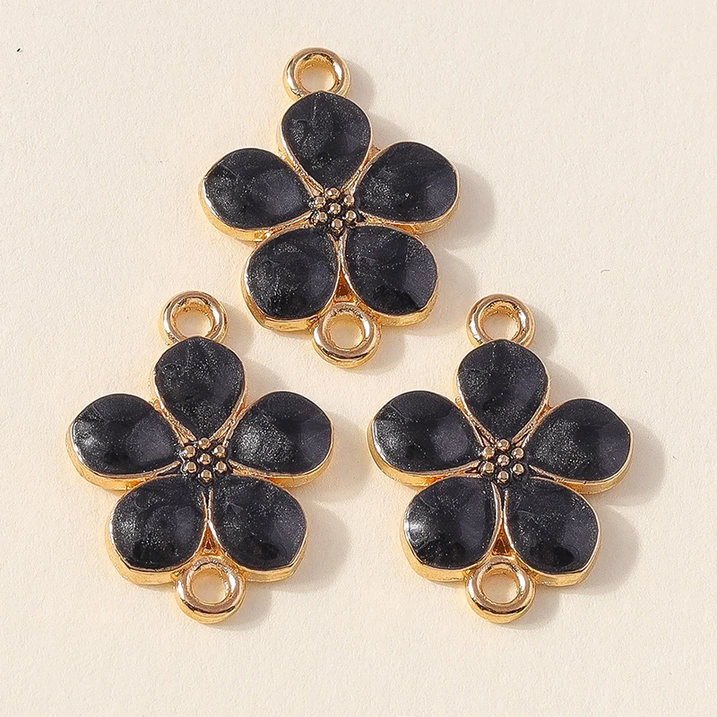 20 Stück modische, bunte Emaille-Blumen-Anhänger, Verbinder für die Schmuckherstellung, DIY-Halsketten, Armbänder, handgefertigtes Kunsthandwerk, Zubehör – Detail 9