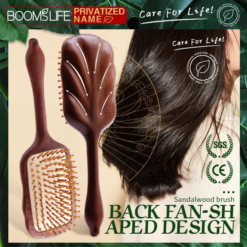Detangling Hair Brush Women Custom Name Sandalwood HairBrush Wide Tooth Paddle Hairbrush Wood Comb for Hair Massage Scalp Brush